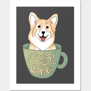 Corgi Coffee Posters and Art